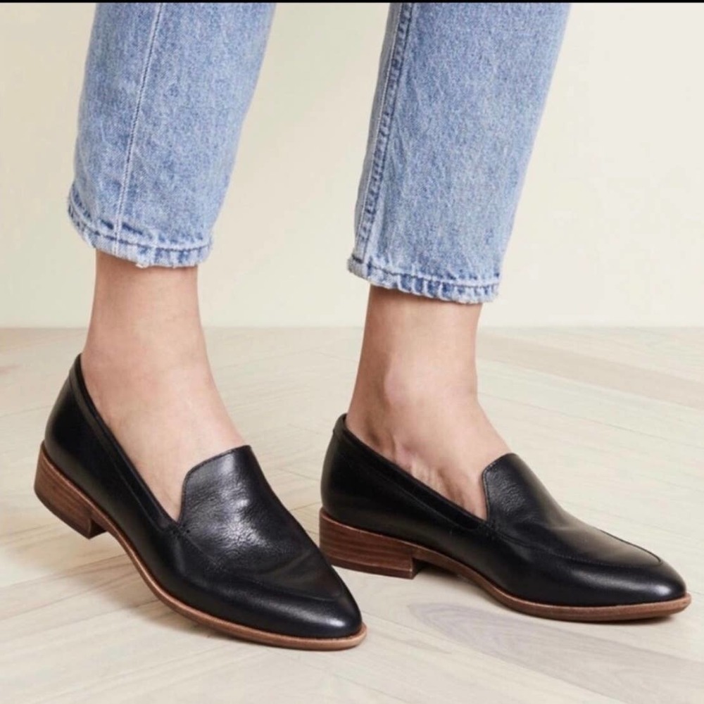 Madewell The Frances Black Leather Loafers H2419 Women's Size 7.5